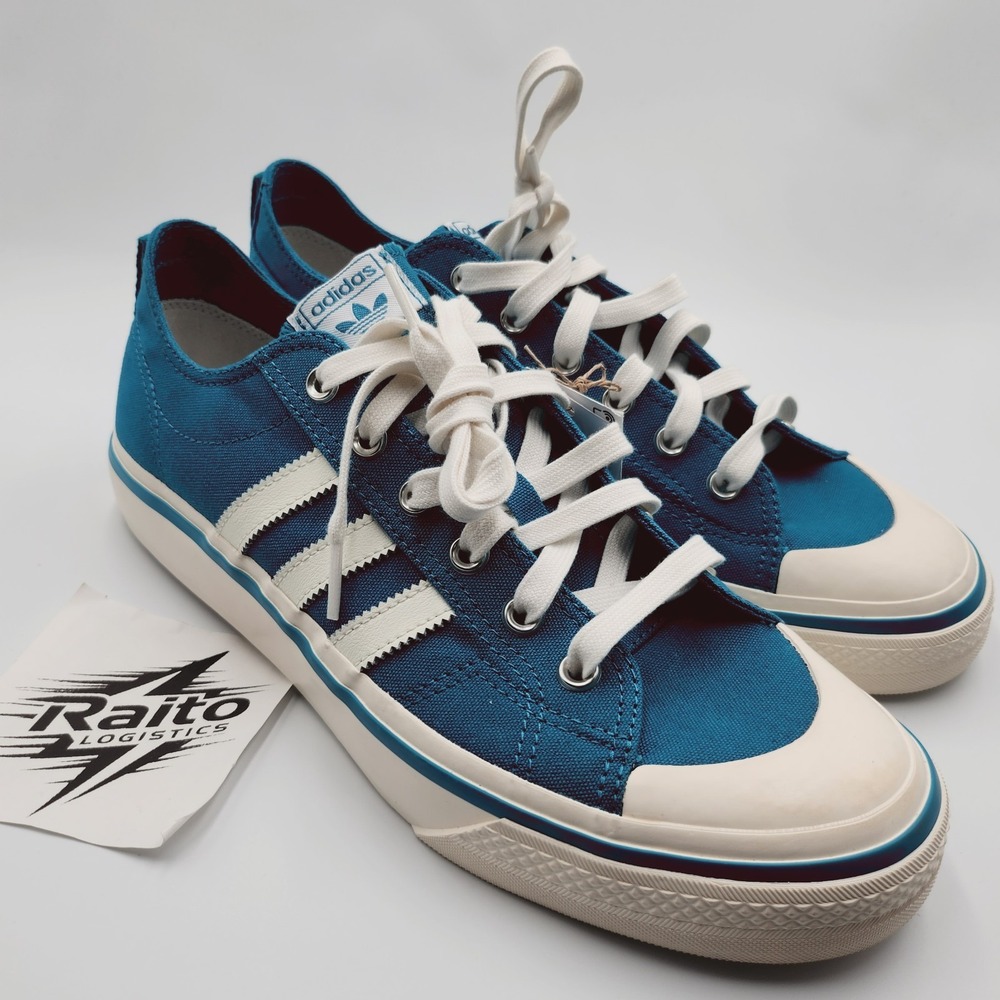 Mens Size 9 Adidas Sneakers Nizza RF 74 Low Top Victory Blue Off White HQ8566